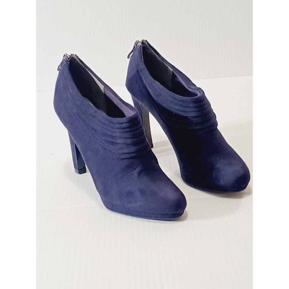 Coach and 4 Purple Suede Pleated  Vamp Ankle Boots Women's Size 7.5